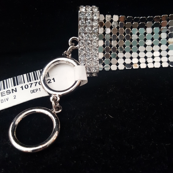 NWT! Wide Mesh Tennis Bracelet w/Crystals - Picture 3 of 7